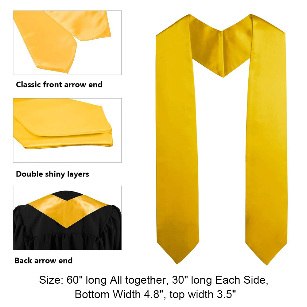 1Pcs Graduation Decoration Accessories Unisex Adult Plain Graduation Stole Shawl for Academic Commencements Celebration Uniform