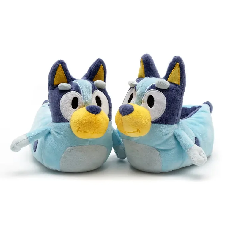 Bonito dos desenhos animados bluey cão chinelos de algodão inverno quente pacote completo com chinelos de pelúcia para homens e mulheres casais casa sapatos de algodão