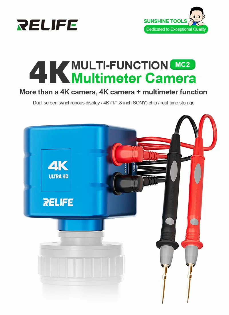 RELIFE MC1 MC2 Microscope Video Multimeter 4K HDMI Output 1080P 60FPS with HDMI/Type-c Interface for PCB Repair Tools Set