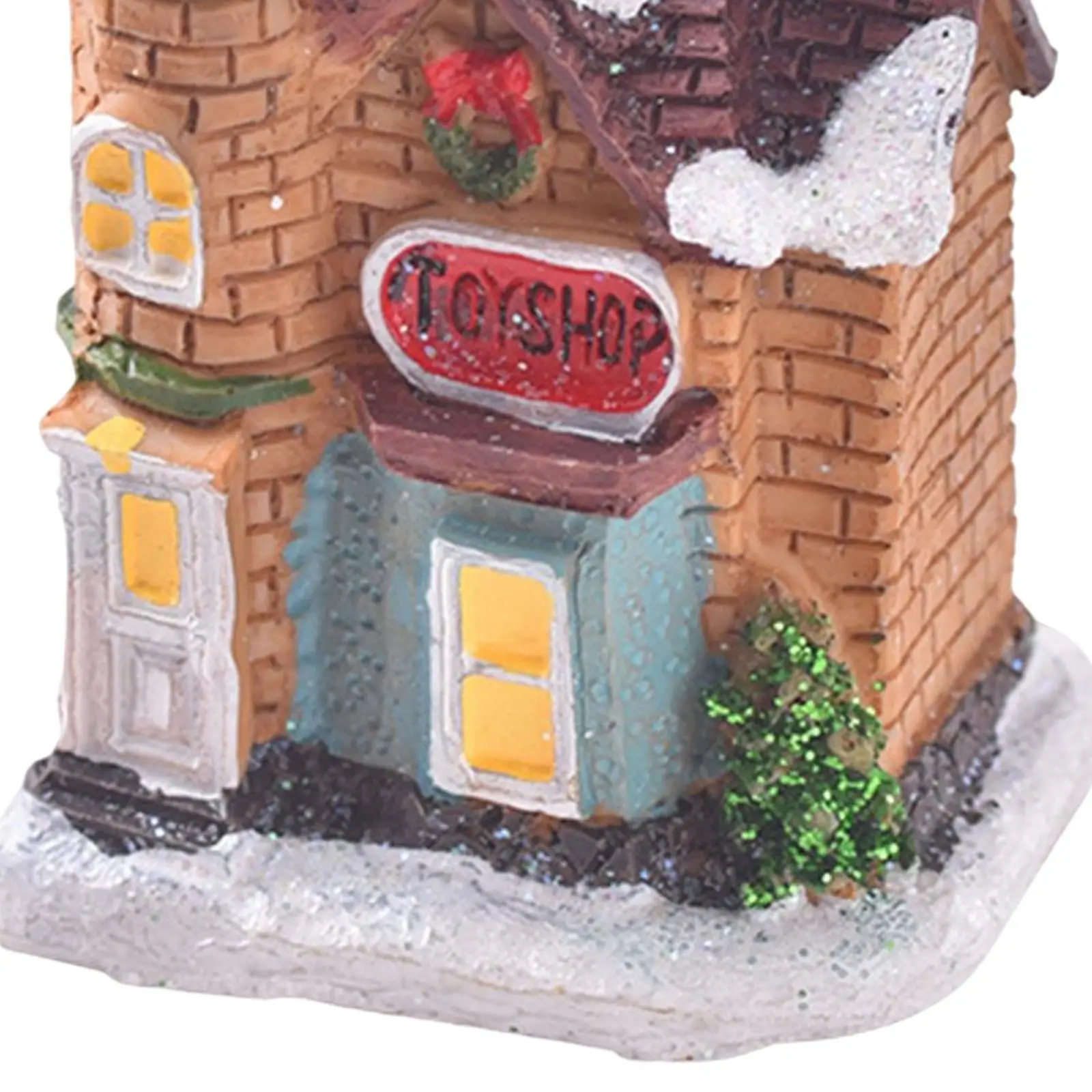Handcrafted Resin Christmas Cabin Ornament with Warm Light for Cozy Room Decoration