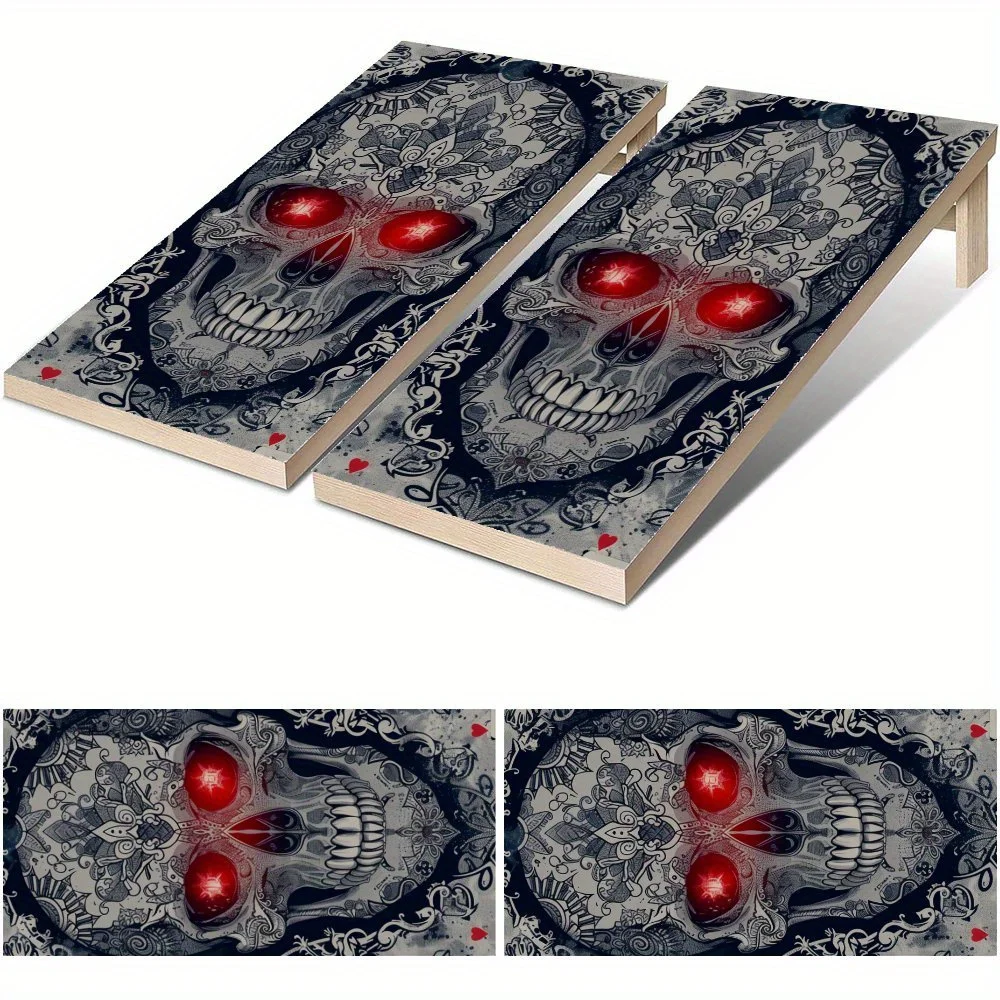 

Flower Skull Soul Waterproof Cornhole Board Vinyl Wraps, PVC Outdoor Game Board Design, Perfect for Sports & Leisure Activities,