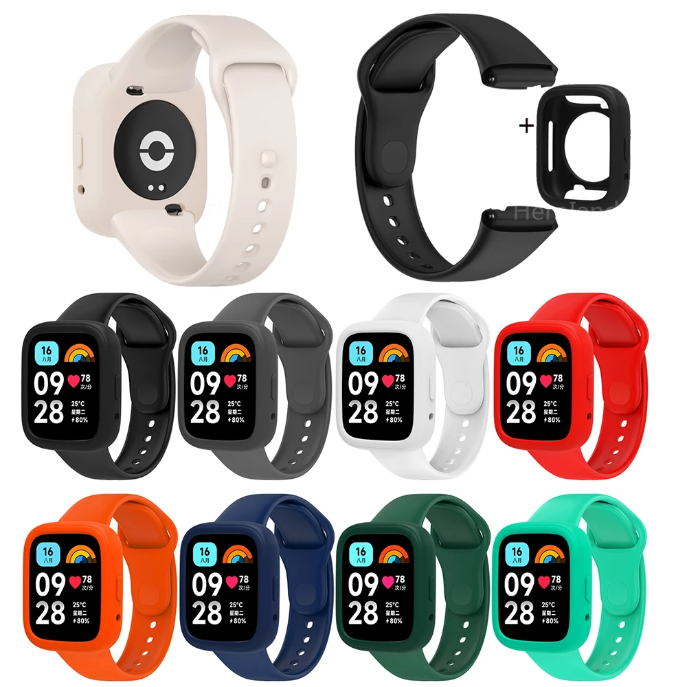 Cinturino in Silicone per Redmi Watch 3 Active/per Redmi Watch 3lite cinturino Smart Sport bracciale con cinturino + custodia protettiva