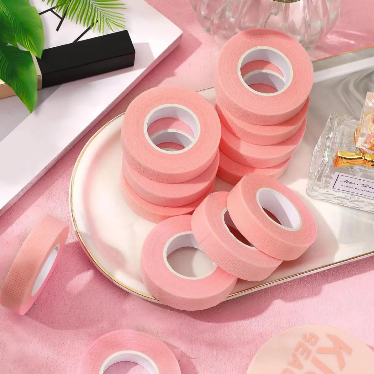 6/12/24/48 Rolls Pink Eyelash Extension Paper Tape Lint Breathable Non-woven Cloth Adhesive Tape For False Lashes Patch Supply