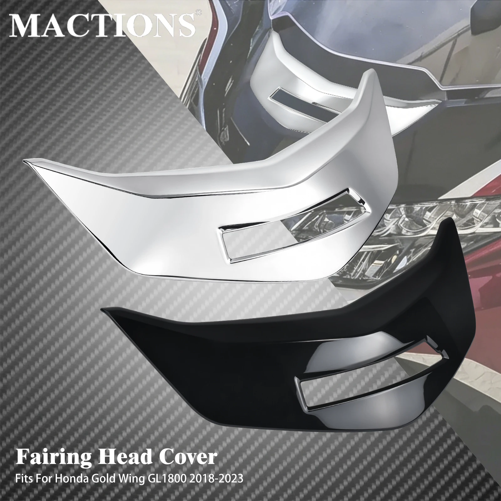 Motorcycle Front Fairing Head Cover Black/Chrome Decorative Trims Accessories For Honda Gold Wing GL1800 2018 2019 2020-2023