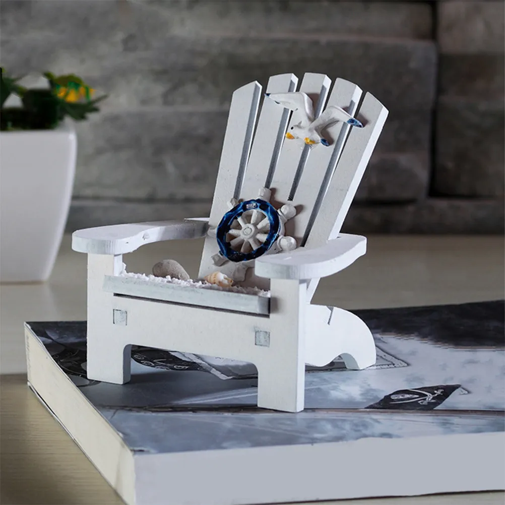 

2 шт. миниатюрных пляжных стульев в средиземноморском стиле, деревянный декор для дома, украшение для стола, книжной полки, детской комнаты, декор для вечеринок, ландшафтный декор