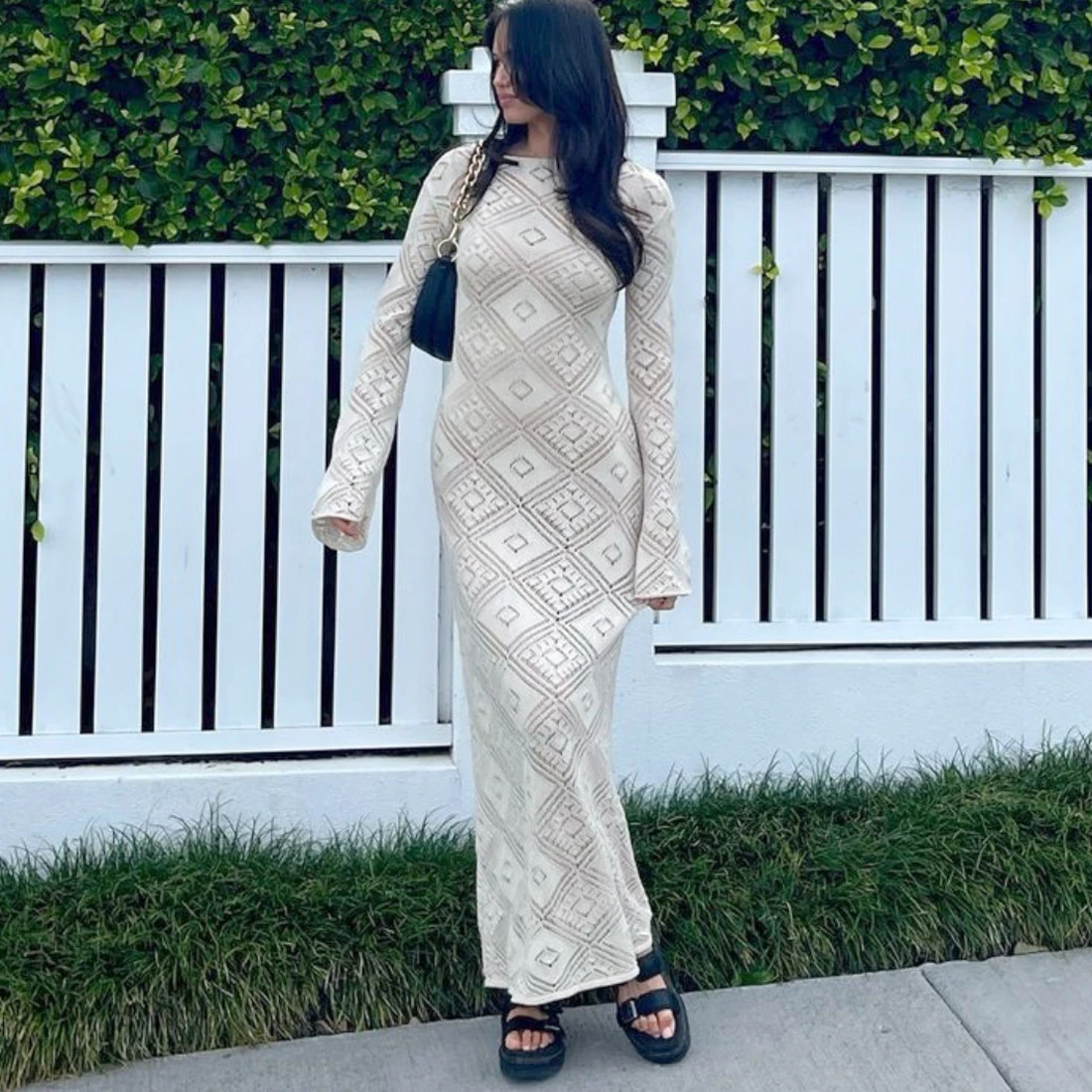 تنورة مثيرة محبوكة مجوفة شفافة دكتور بيتش دكتور عالية الخصر طويلة Sve V Ne a Line للتنقل في الصيف