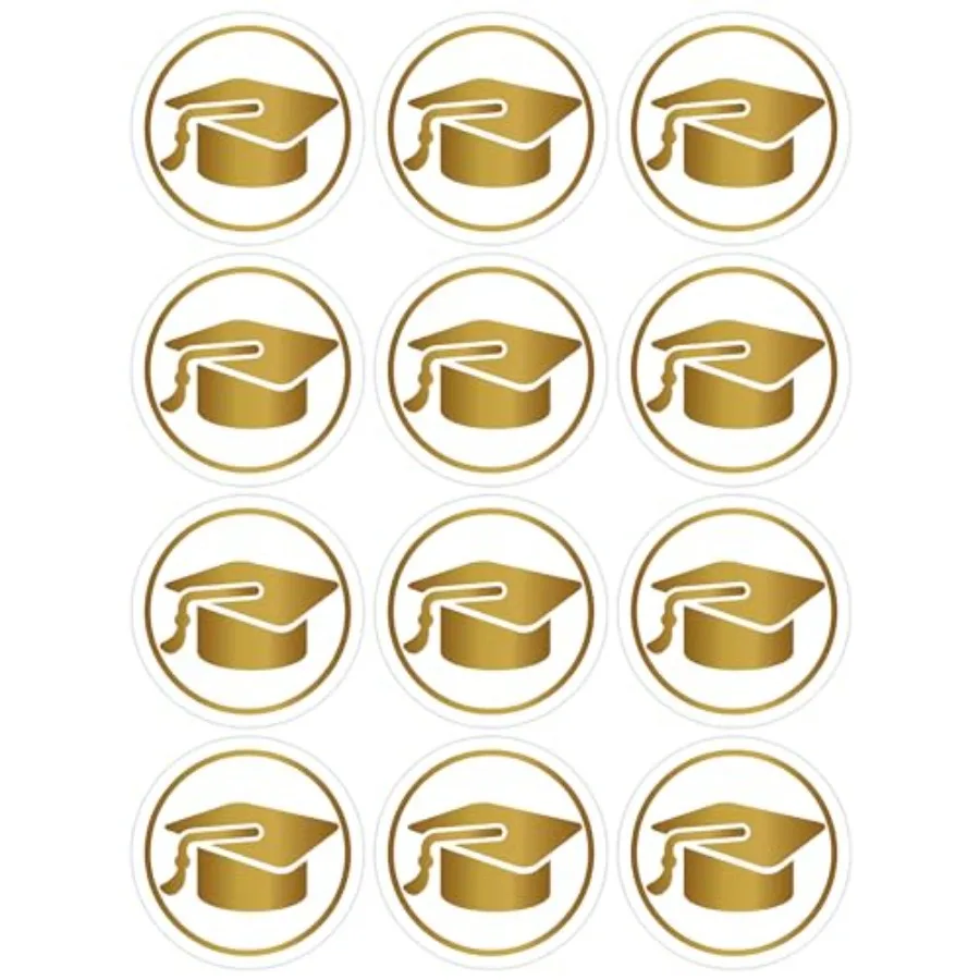 

Gold Graduation Hat Envelope Seals Stickers Glitter Gold Clear Graduation Cap Envelope Stickers for Class of 2024 Grad Party Gi