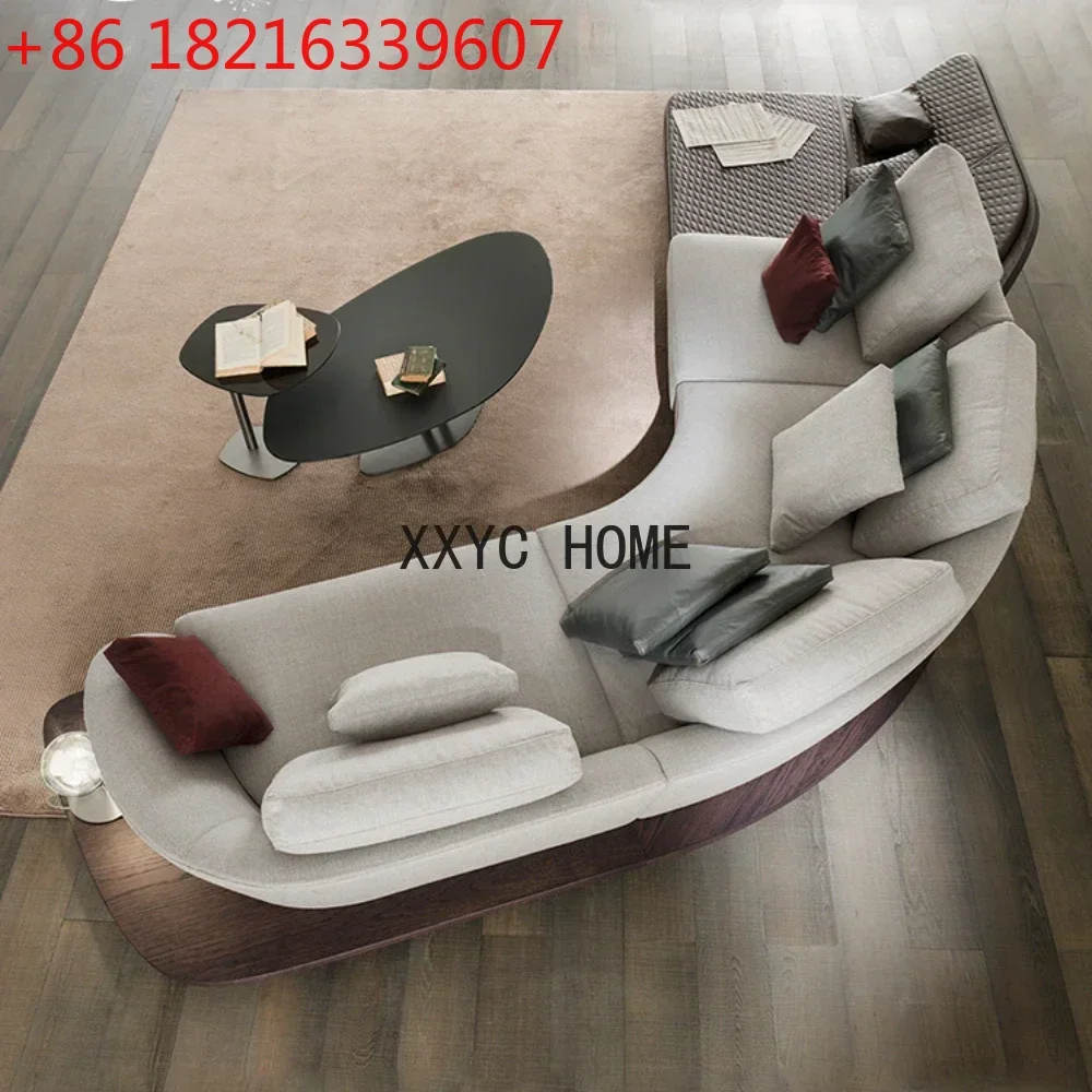 TAO Fabric Sofa Large Apartment Modern Light Luxury Curved Corner Sofa