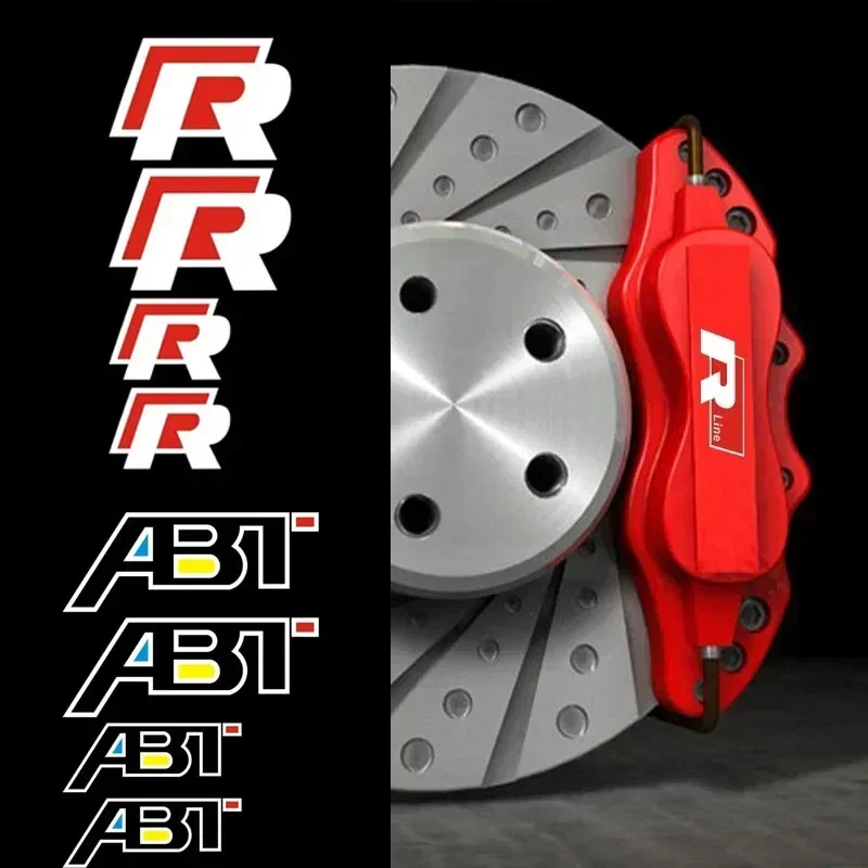 4pcs Car Styling Caliper Sticker Tire Brake Cover Film Body Decals for Volkswagen Rline ABT Logo Polo Passat Golf Jetta Tiguan