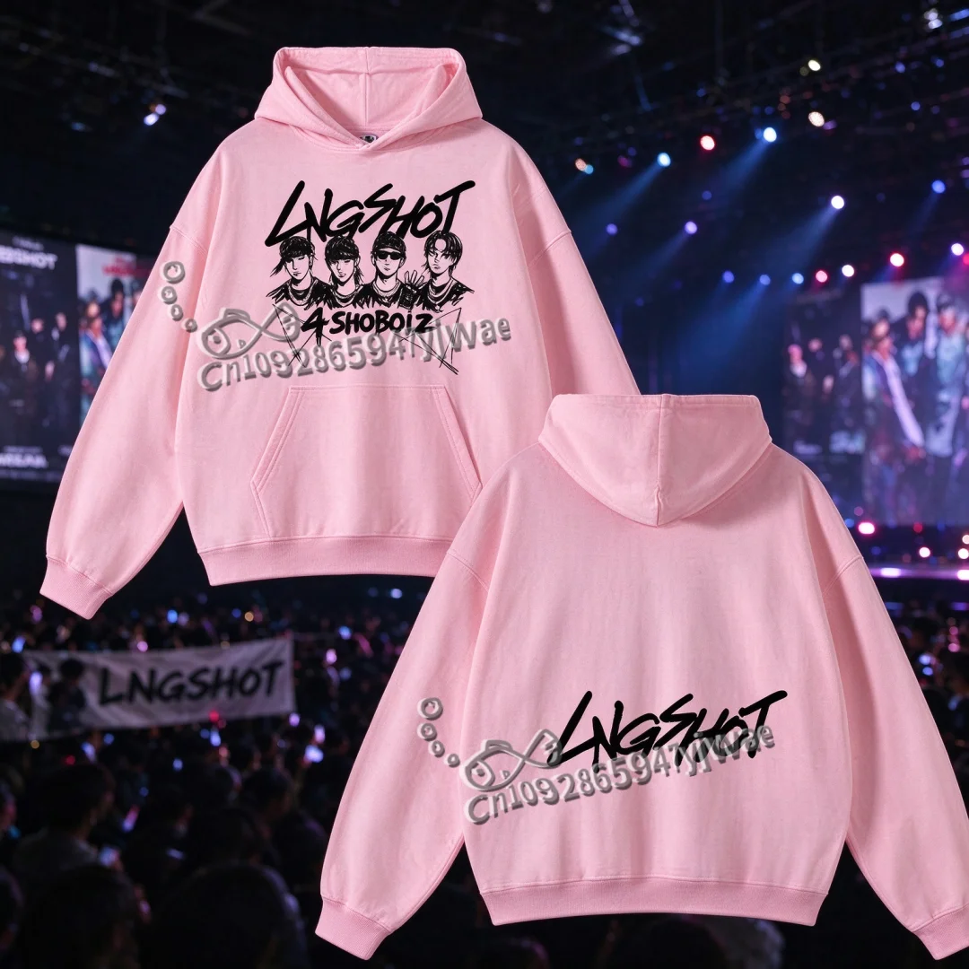 LNGSHOT Member Portrait Graphic Hoodies Ohyuan Woojin Louis Ryul Kpop Fashion Retro Autumn Winter Solid Color Women Men Pullover