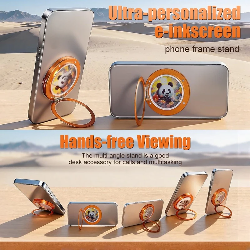 Universal Magnetic Phone Holder with 6 Colors E-Ink Screen APP Control Electronic Fridge Magnet Smart Badge NFC Custom Photo