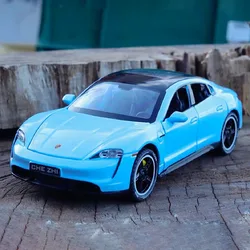 Scale 1:32 Taycan Sports Car Model Toy Doors Opened Pull Back Sound Light Simulation Coupe Models Ornaments Boys Kids Gifts