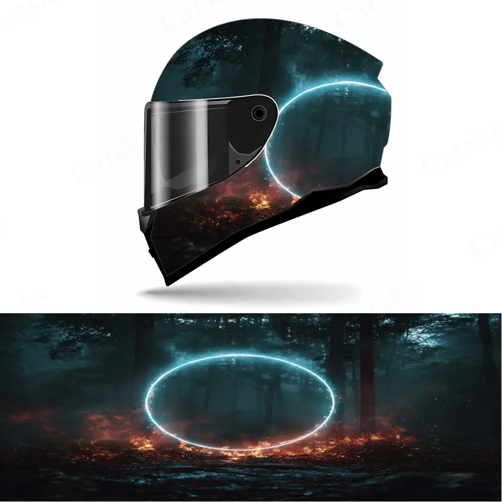

Forest and Magic Circles Full Face Helmet Decals - Durable and Waterproof PVC, self-adhesive Motorcycle Racing Helmet Aesthetic