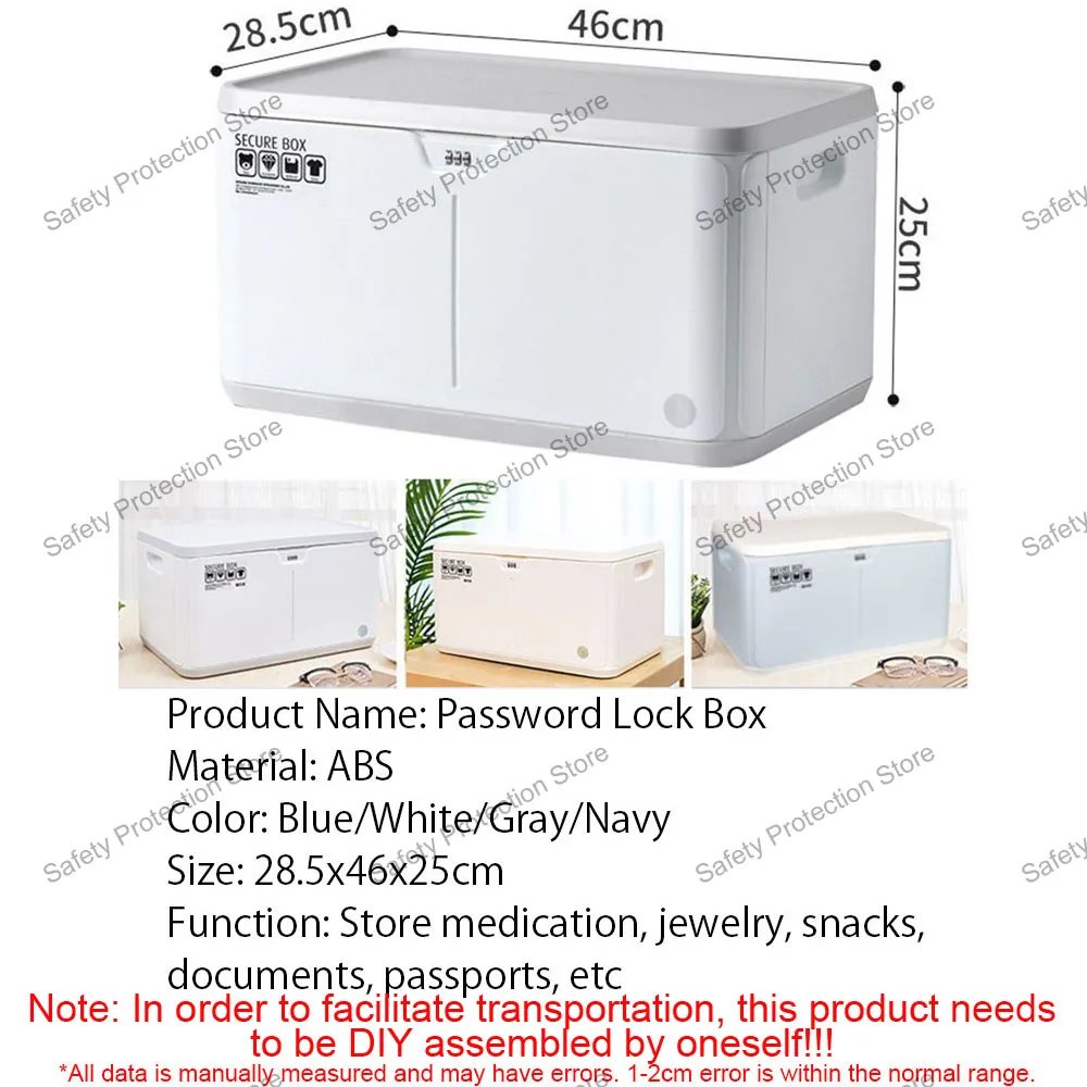 Imagem -02 - Password Lock Safe Box Dígitos Abs Segurança de Privacidade Storage Box Grande Capacidade Lanche Passaporte Household Carro Household