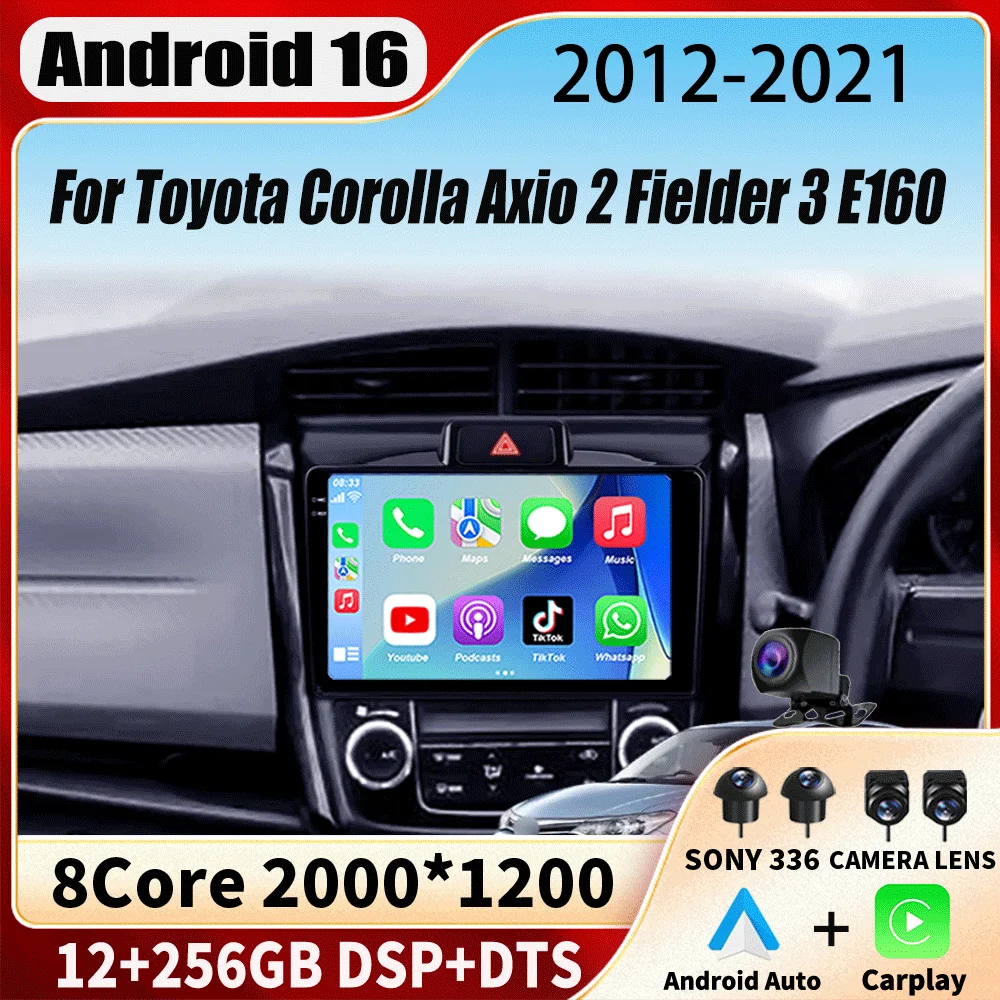 Android 16 For Toyota Corolla Axio 2 Fielder 3 E160 2012 - 2021 Car Radio Multimedia Video Player Navigation stereo GPS