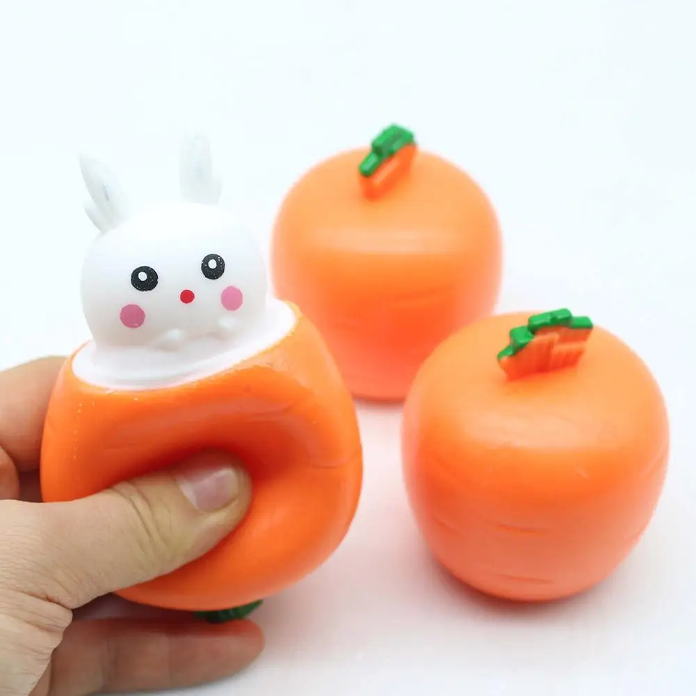 Random 1pcs Squishy Carrot Rabbit Squeeze Telescopic Toys Kids Radish Rabbit Cup Pinch Music Toy Creative Stress Relief Gift