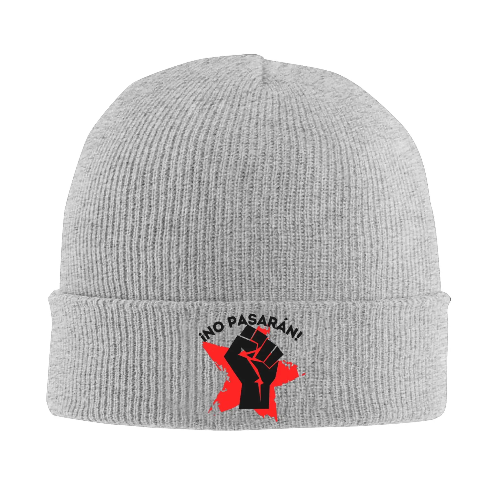 No Pasaran Anti-fascist Slogan Knitted Hat Beanie Winter Hat Warm Unisex Casual Spanish Not Pass Cap for Men Women  Gifts