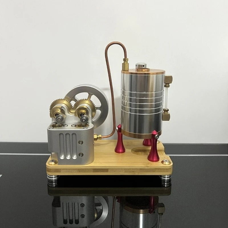 K007 Vertical Steam Engine Set Precision Large Cylinder Heating Boiler Metal Model Toy