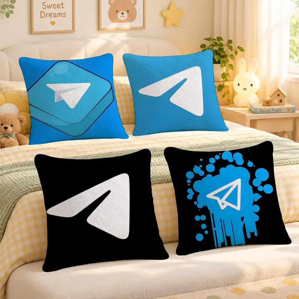 App Telegram Social Chat Digital Decor Cushion Cover Personalized Decorative Living Room Home Sofa Bedroom Office Car Decor