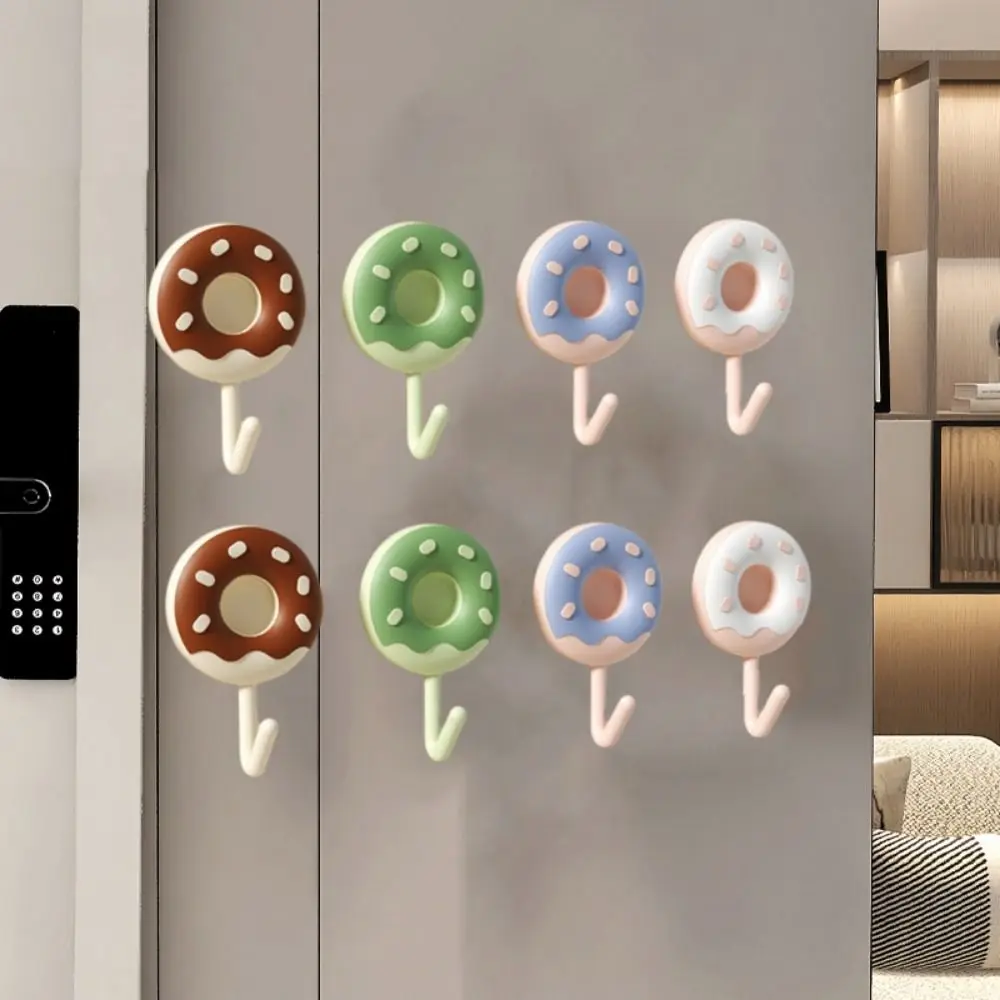 

6Pcs Multifunctional Plastic Donut Shape Hooks Wall Mounted Self-adhesive Key Holder Waterproof Decorative Sticky Hooks for Home
