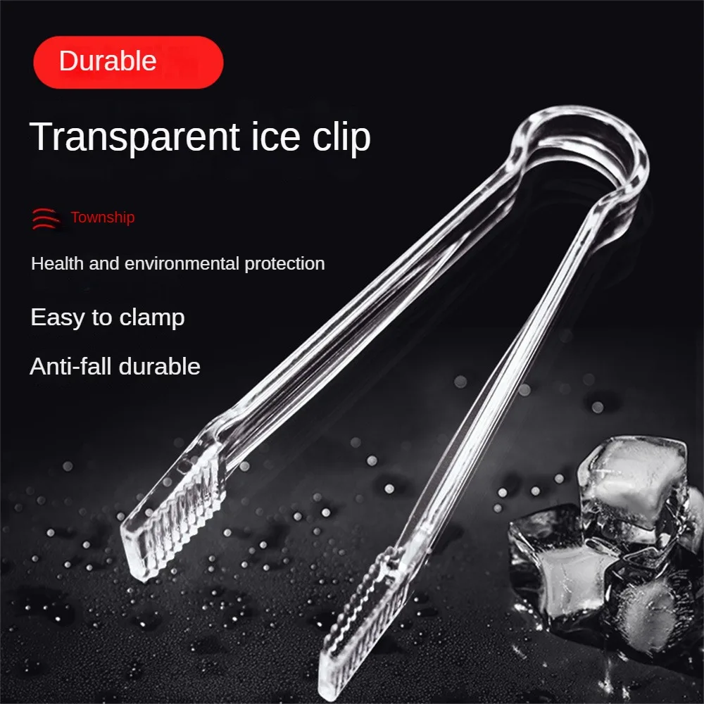 Ice Clamp Tool Portable Anti-fall Transparent Mini Kitchen Tool Ice Tong Non Slip Foods Bbq Clips Plastic Barware Ice Cubes Clip