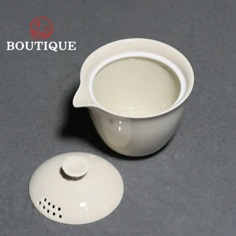 180ml Retro Grass and Wood Gray Ceramic Gaiwan Japanese Sopera Tea Lid Set Tea Tureen Household Tea Maker Cover Bowl Cha Craft