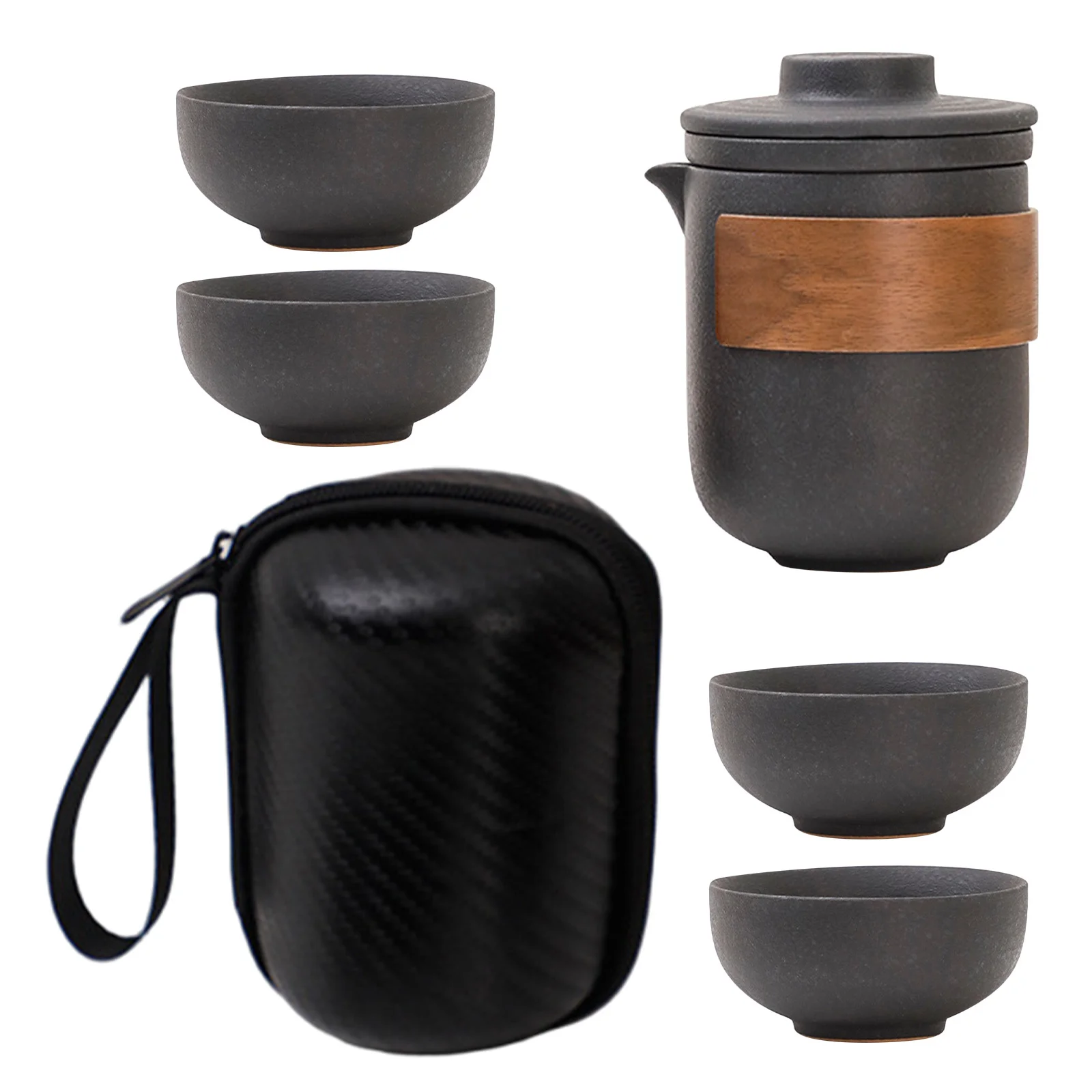 

1 комплект портативного чайного сервиза Gongfu, керамический дорожный чайник и набор чашек кунг-фу для офиса, дома, пикника на открытом воздухе, китайская чайная церемония