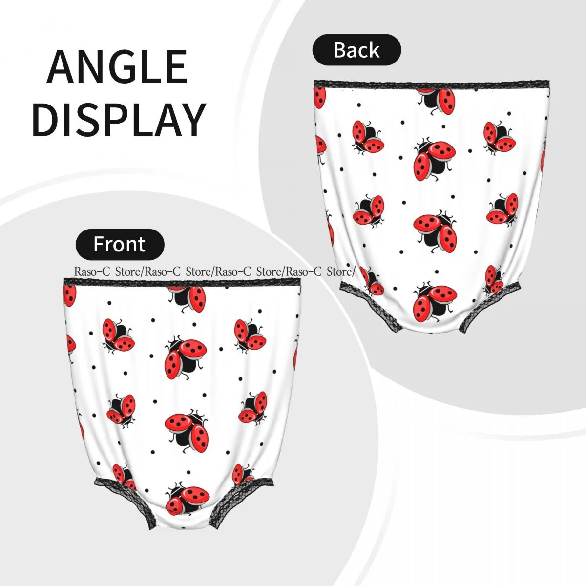 Party Funny Trick Granny Underwear Humorous Daily Wear Ladybug Silhouette Panties