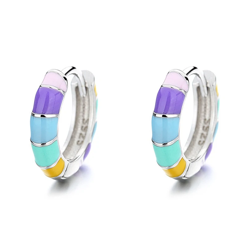 Vintage Colorful Enamel Small Hoop Earrings for Women Luxury Delicate Rainbow Oil-drop Glaze Earrings Wedding Party Jewelry Gift