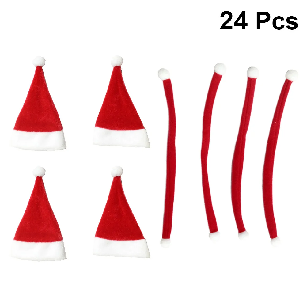 24pcs Mini Scarf and Hat Decors Christmas Bottle Covers Creative Bottle Adornments for Home Party