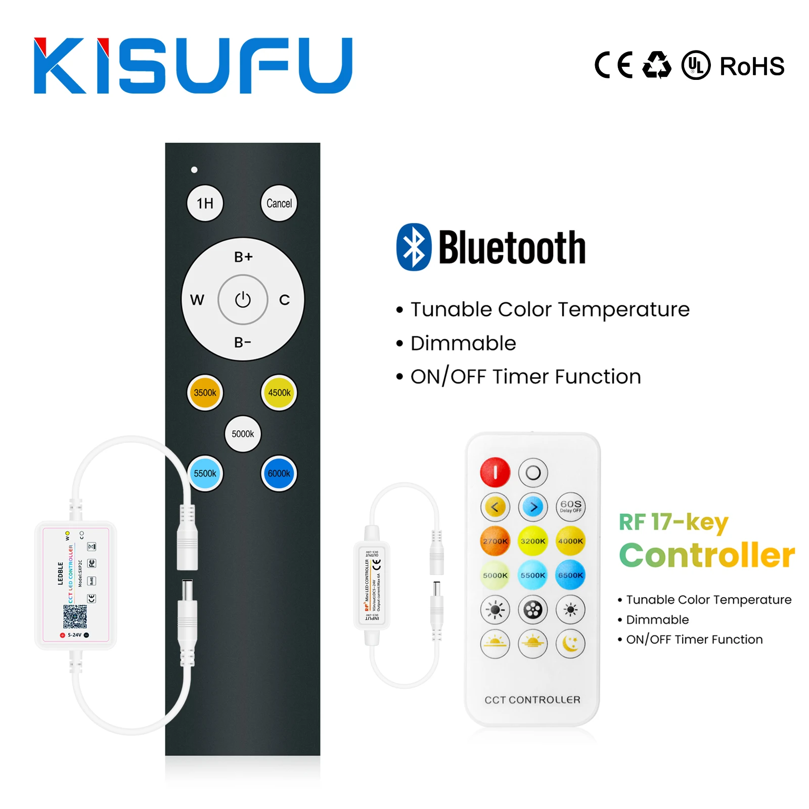 Smart RF Wireless Remote Controller for 24V 12V 5V CCT LED Strip RF 2.4G Remote Control Bluetooth APP Remote Control Dimmer