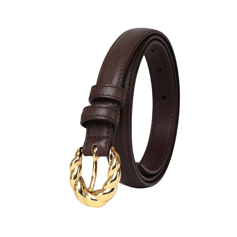 

Women's 1.8cm Top Grain Cowhide Belt, Genuine Leather Pin Buckle Belt, Minimalist All Match Casual Waist Belt