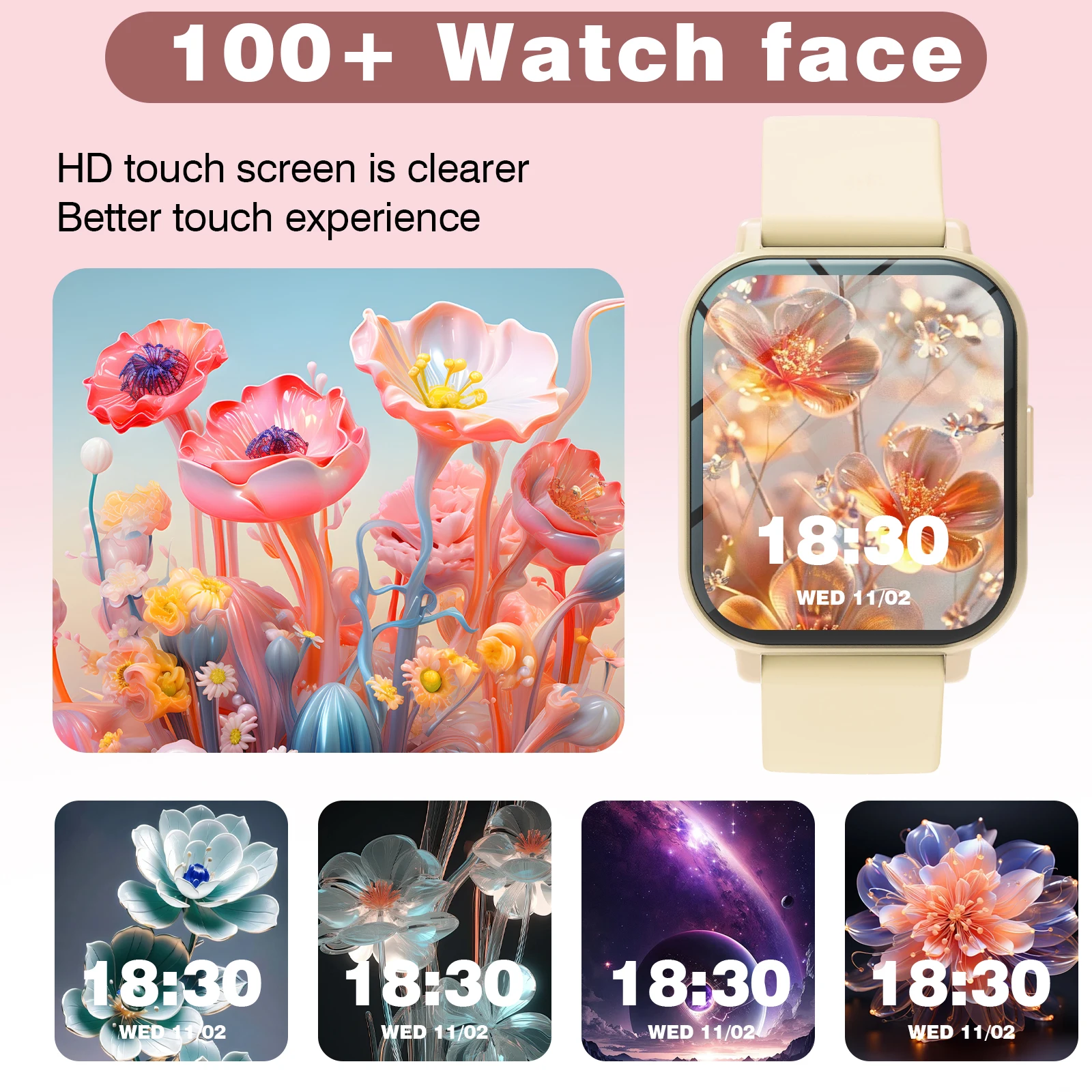 New Smart Watch, Unisex Fashion Sports Watch with Stainless Steel Strap, Wireless Calling, Multi-Sport Mode, Music Control