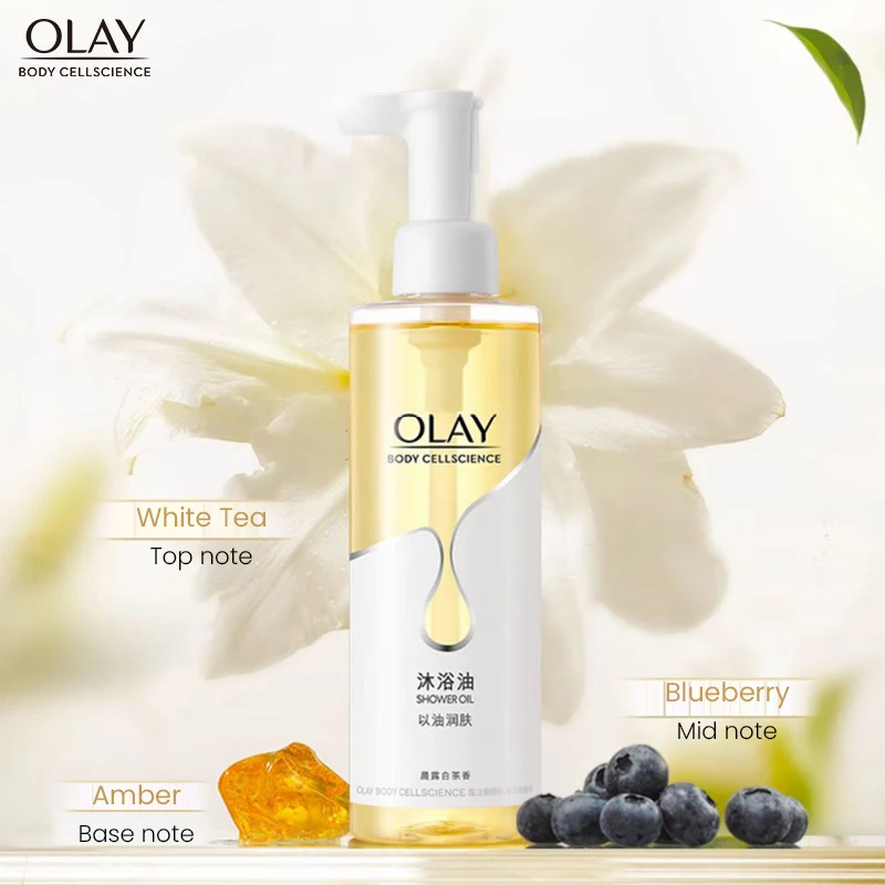 OLAY Gel Shower Minyak 250g, Gel cuci badan berbasis minyak pelembab membersihkan penghidrasi tanpa pengeringan kulit lembut