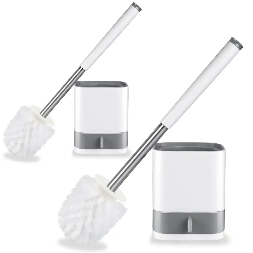 Toilet Bowl Brush and Caddy Set 2 Pack Bathroom Scrubber Cleaner Brush with Holder Efficient Deep Cleaning Experience