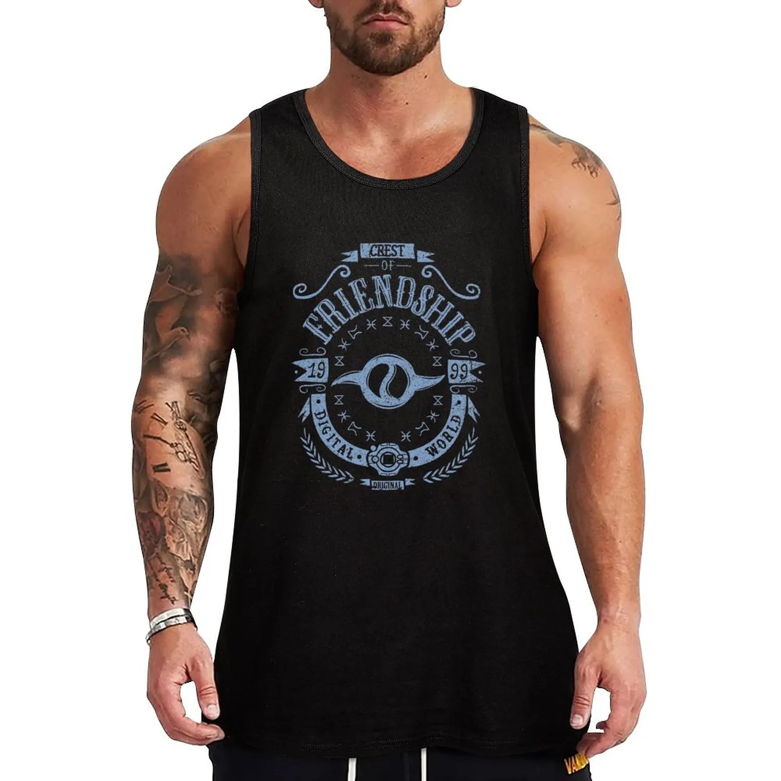 Crest of Friendship - Gabumon Garurumon - Matt Tank Top sleeveless shirt man gym T-shirt for fitness