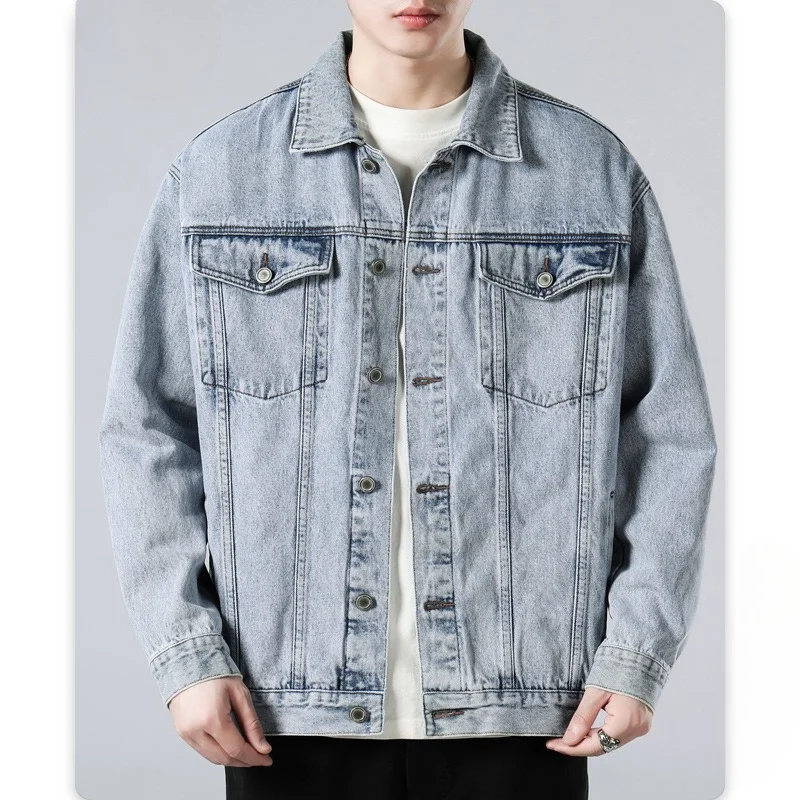 Black Denim Jacket Men's Version Loose Retro Versatile Tooling Jacket Top