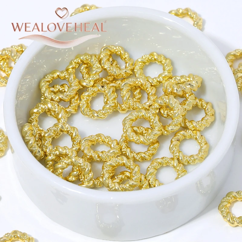 18K vergoldeter Messing-Ring mit gedrehtem Seilmuster, geschlossener Ring, Zubehör für DIY-Schmuckherstellung, Verbinder, hochwertige Schmuckkomponenten – Detail 15