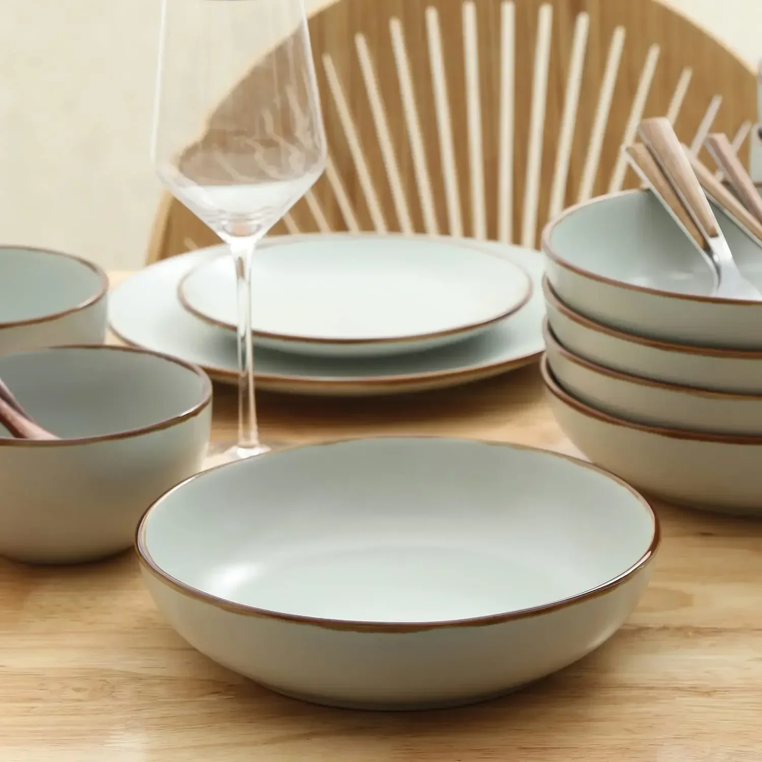 Imagem -06 - Stone Lain Brasa Dinnerware Grupo Grés Verde Claro 32 Pcs