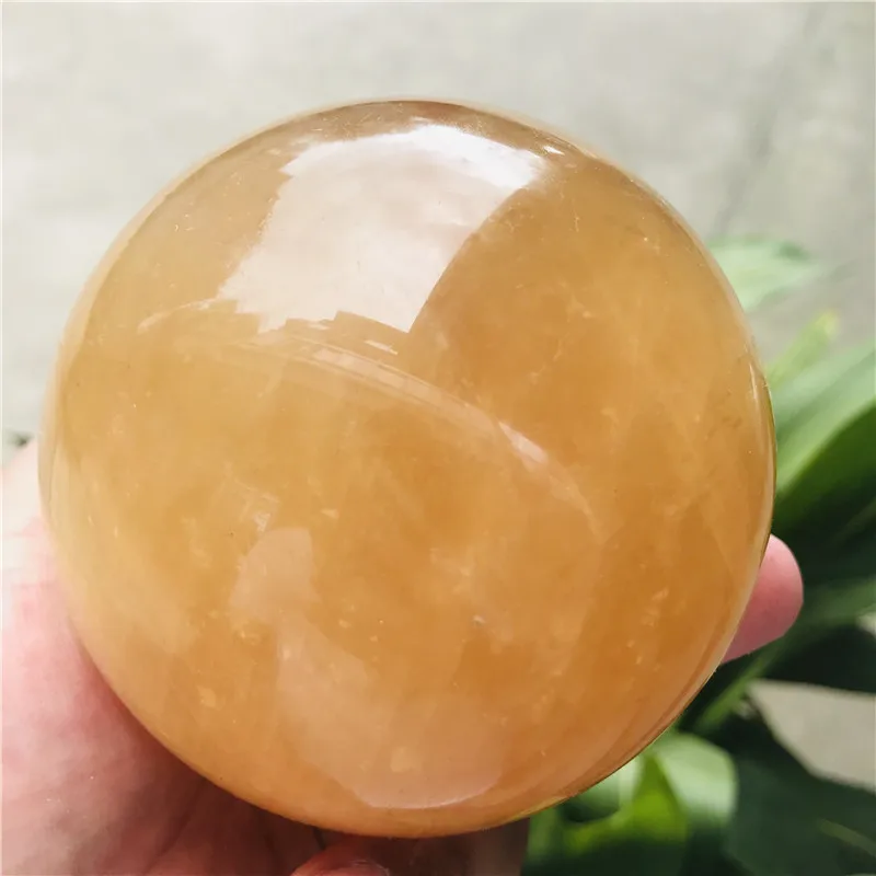 30-100MM Natural Citrine Calcite Quartz Crystal Sphere Ball Healing Gemston+base