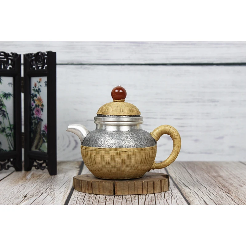 

999 sterling silver handmade tea set Japanese retro teapot kettle teacup home office tea ceremony Kungfu tea set 200ml