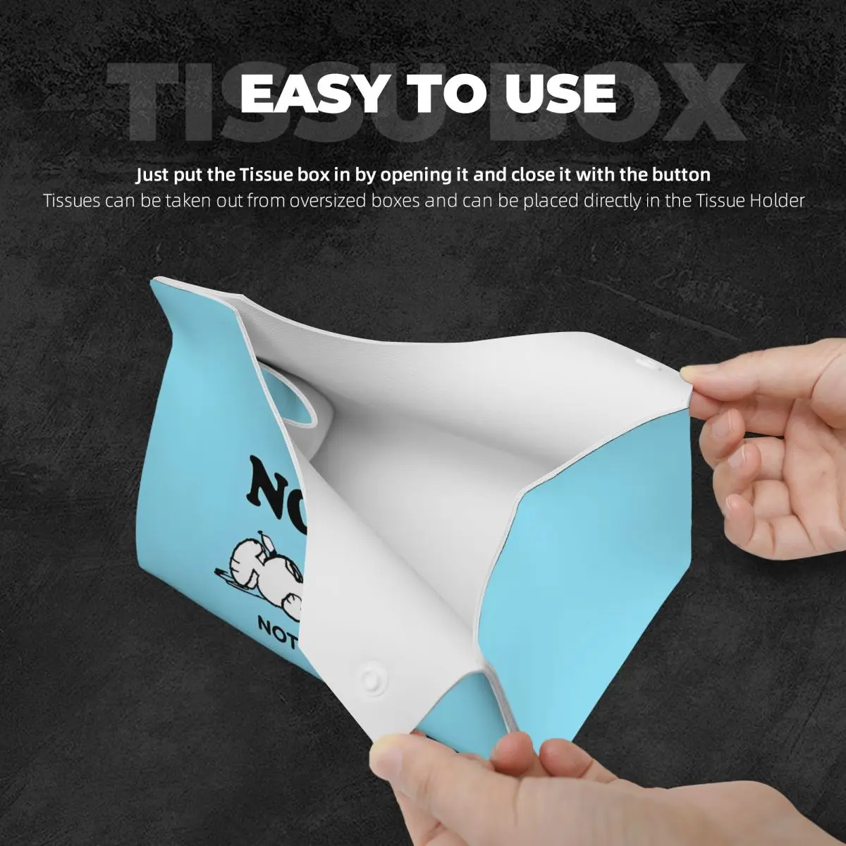 Custom S-Snoopys Facial Tissue Box Cover Rectangular Cute Cartoon PU Leather Tissue Box Holder for Car Home