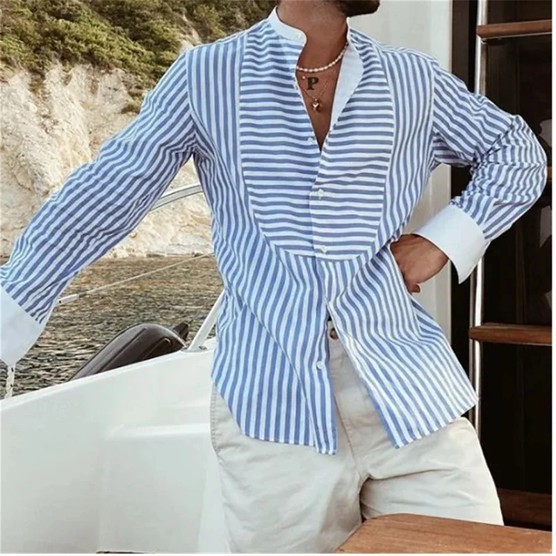 Men\'s Shirts 26 Styles Striped Shirt Long Sleeve Resort Button Lapel Clothing Fashion Casual Comfortable XS-6XL Fast Shipping