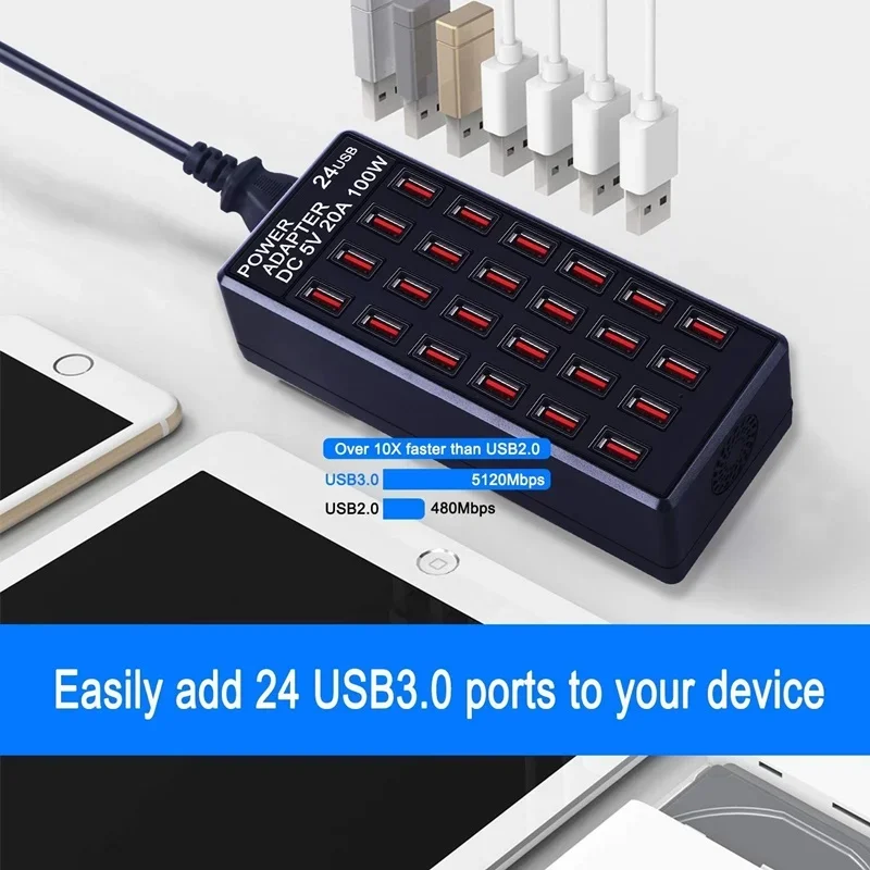 PSDA Universal 100W Multi USB Fast Charger Quick Charge 24 USB Phone Charging Station