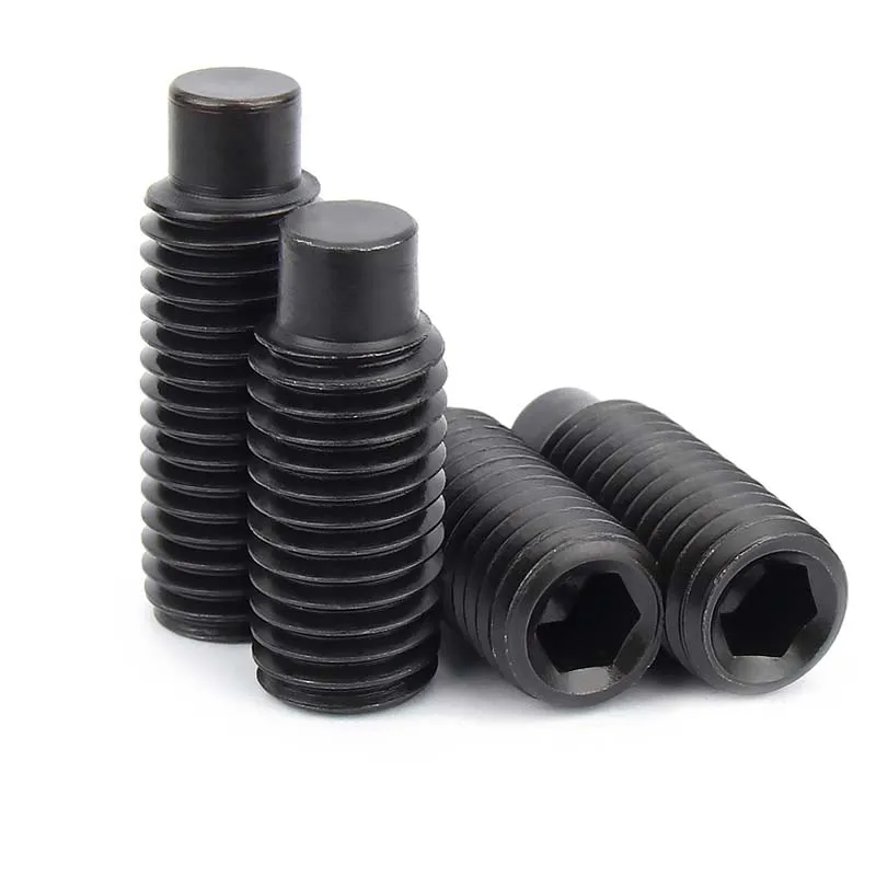 DIN915 Black Grade12.9 Steel Hexagon Socket Set Screw M2.5 M3 M4 M5 M6 M8 M10 M12 M14 M16 Dog Point Grub Convex Headless Bolt