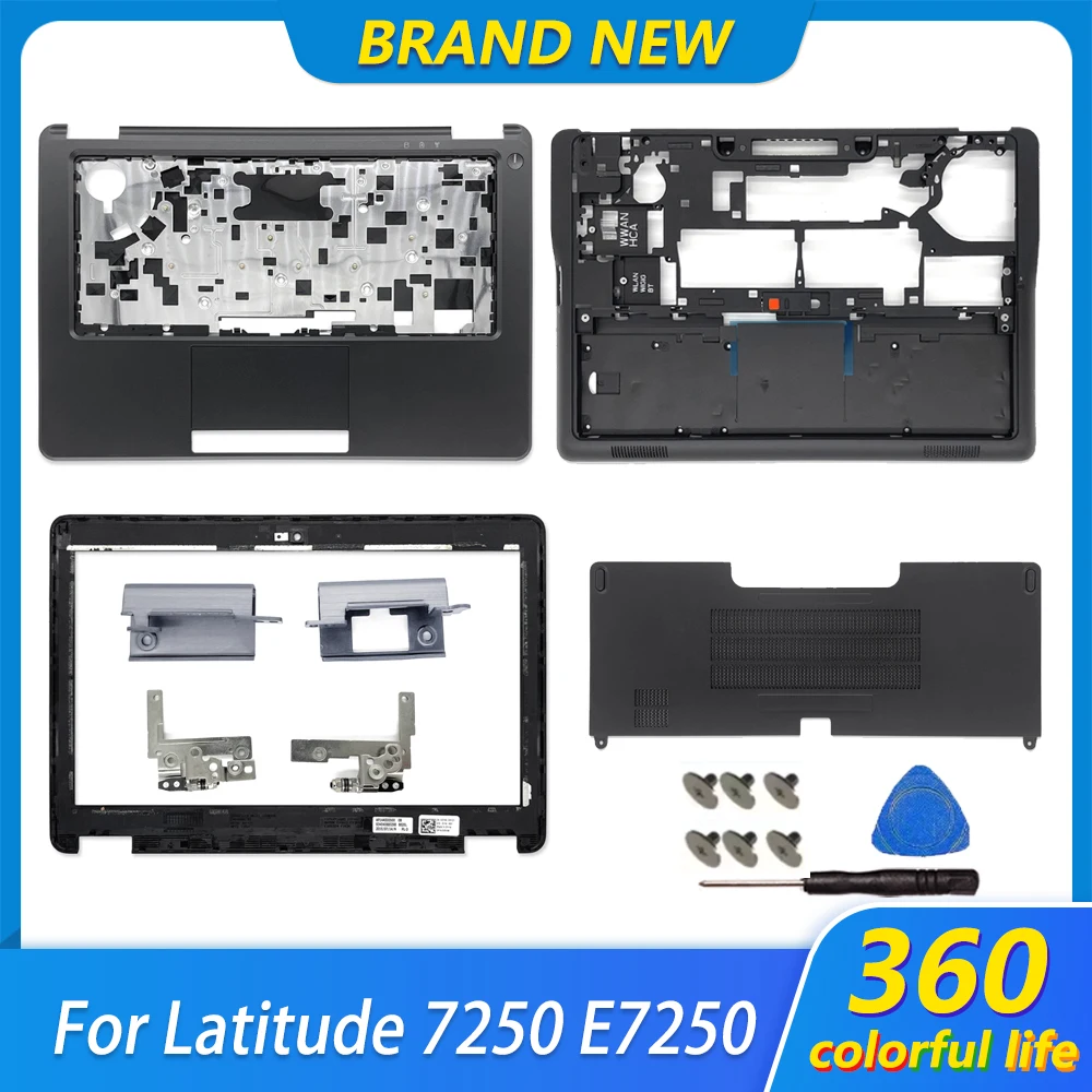 New Non Touch Laptop Case For Latitude E7250 LCD Back Cover/Front Bezel/Hinges/Palmrest/Bottom Base Case/Hinge Cover Door Case