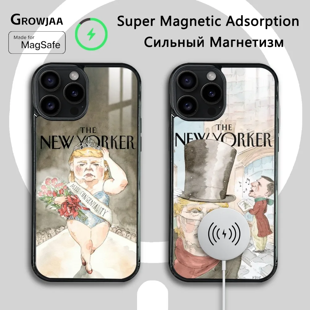 

Funny T-TrumP Painting Phone Case For iPhone 16 15 14 13 12 11 Pro Max Plus Mini Magsafe Mirror Wireless Magnetic Cover