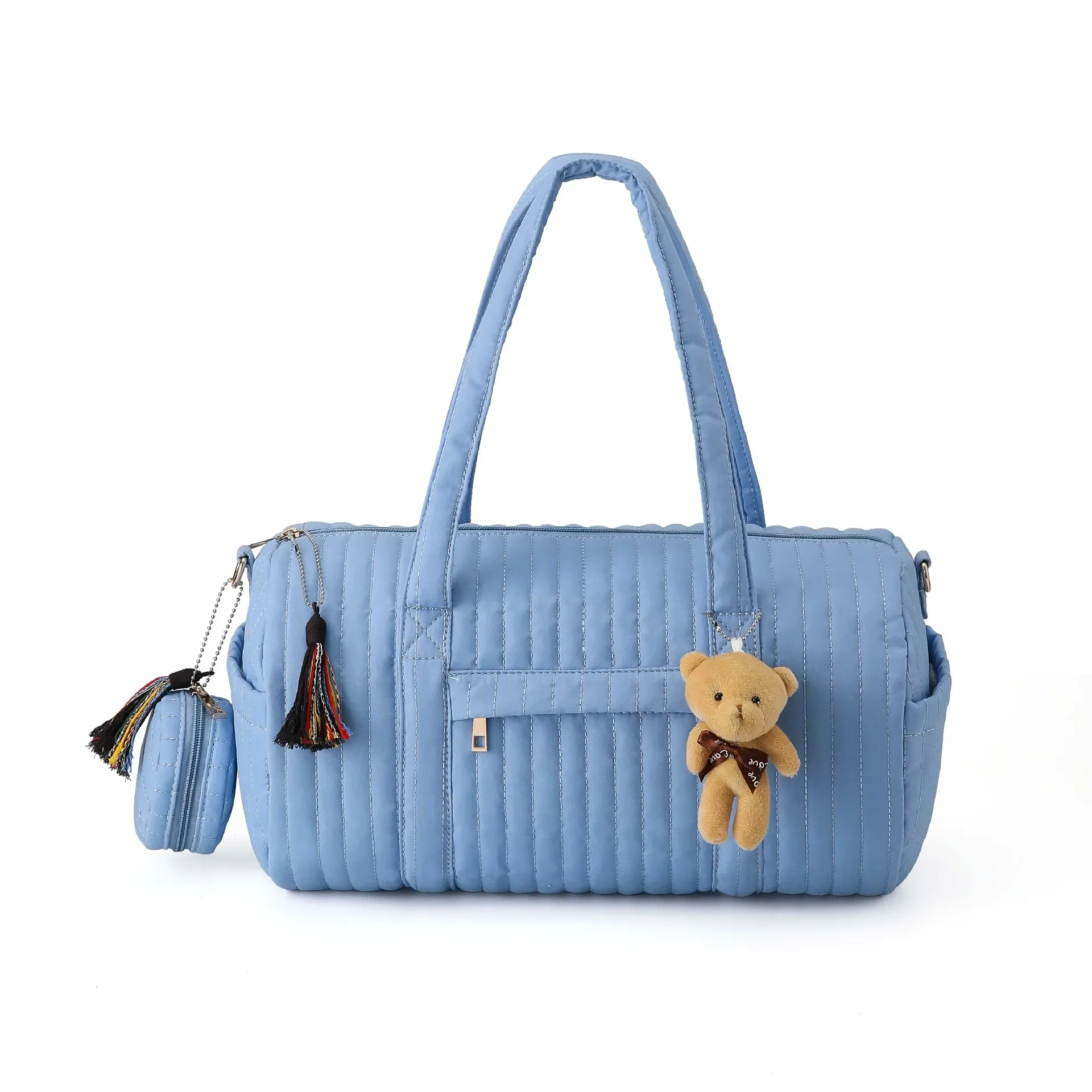 Quilted Travel Bag Adjustable Shoulder Strap Crossbody Satchel Large Capacity Handbag for Women Daily Use Travel Diaper Bags New