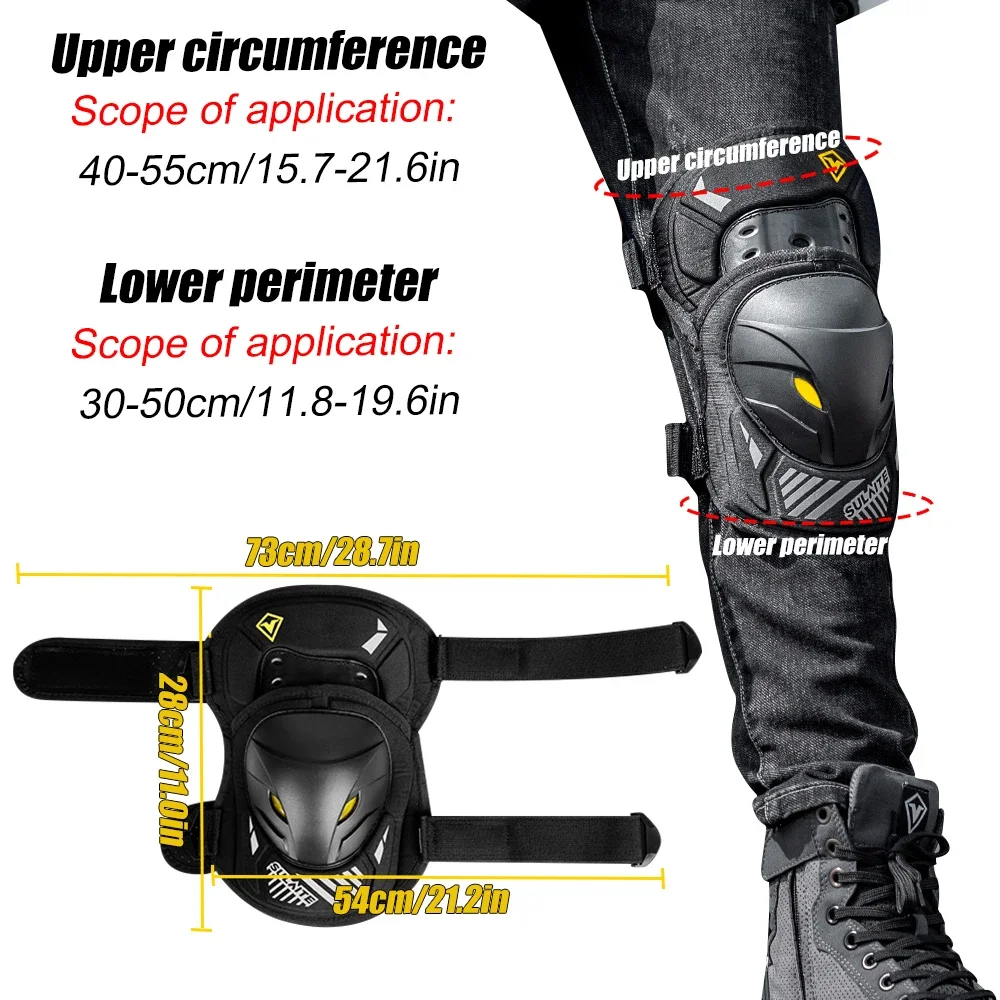 1Pair Electric Bike Motorcycle Knee Shin Guard Pads Black Adjustable Knee Elbow Guards Pads Protector Armor for Motocross Racing