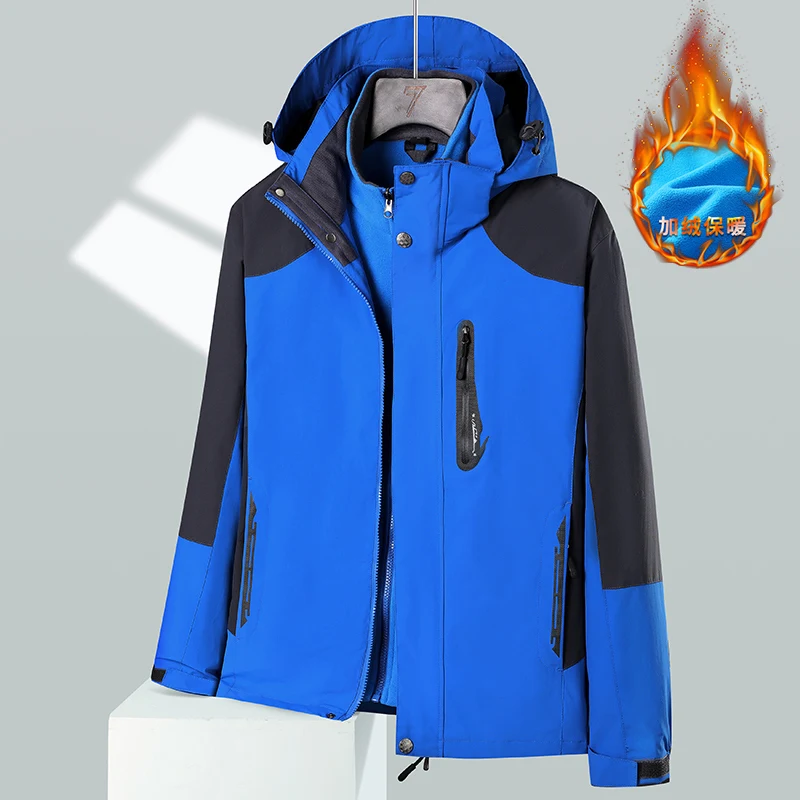 

Men's Ski Jacket 3 in 1 Waterproof Parkas Hiking Hooded Jacket Men Waterproof Women Fleece Ski Coat Winter Outdoor Snow Jacket